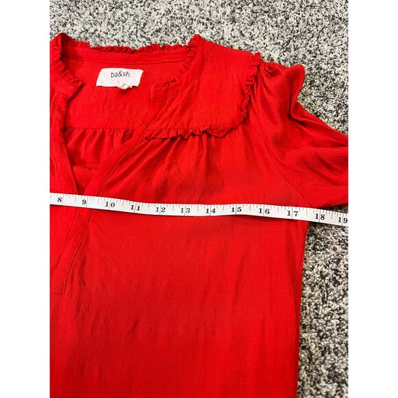 Ba&sh Track Grenadine Lady Dress Long Sleeve V Neck Shift Dress 1 Womens S Red - Picture 6 of 9